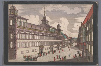 Utsikt över rådhuset i Nürnberg Das Rathhauss zu Nürnberg gegen dem Marckt av Georg Balthasar Probst (possibly)