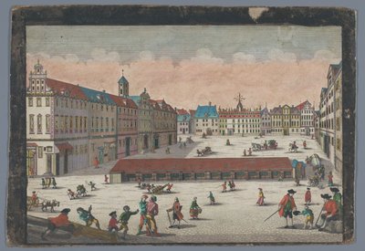Utsikt över Salttorget i Wroclaw sett från söder Der Saltz Ring, oder Plaz in Breslau gegen Mittag anzusehen (titel på objekt) av Georg Balthasar Probst (possibly)
