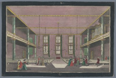 Vy över interiören av Kerk van de Broedergemeente i Zeist Mötesplats för brödragemenskapen i Zeyst von Innen av Georg Balthasar Probst (possibly)