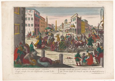 Jakobs söner måste lämna Simeon i Egypten tills de kommer tillbaka med Benjamin Även schüttete Ioseph das Getreyde auf, über die Maass fall (titel på objekt) Story of Joseph (serietitel) av Georg Balthasar Probst