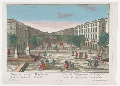 Utsikt över en strandpromenad i Marseille Utsikt över promenaderna i Marseille (titel på objekt) Marseille (serietitel) av Georg Balthasar Probst