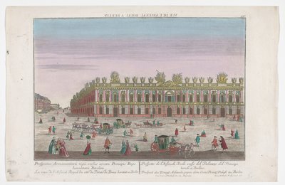 Utsikt över Zeughaus i Berlin Prospect des Konigl. Arsenals, gegen dem Cron.Prinzl. Palace of Berlin (titel på objekt) Berlin (serietitel) av Georg Balthasar Probst