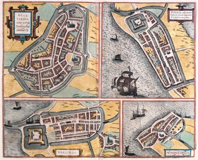Bolsward, Stavoren, Harlingen och Hindelopen, Nederländerna - i "Civitates Orbis Terrarum" av Georg Braun, Köln 1617 av Georg Braun