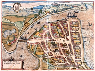 Eckernforde, Tyskland - i "Civitates Orbis Terrarum" av Georg Braun, Köln 1617 av Georg Braun
