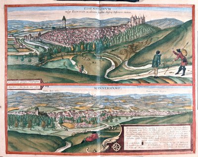 Eisenstadtt, Tyskland - Mannersdorf ,Österrike - i "Civitates Orbis Terrarum" av Georg Braun, Köln 1617 av Georg Braun