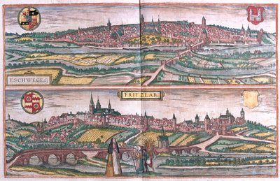 Eschwege och Fritzlar, Tyskland - i "Civitates Orbis Terrarum" av Georg Braun, Köln 1617 av Georg Braun