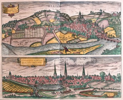 Essen och Werden, Tyskland - i "Civitates Orbis Terrarum" av Georg Braun, Köln 1617 av Georg Braun