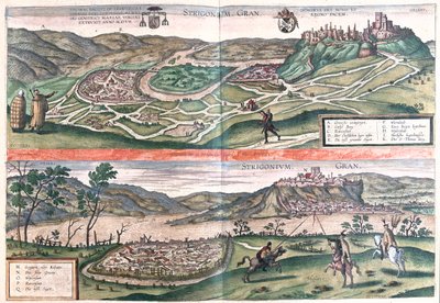 Esztergom, Ungern - i "Civitates Orbis Terrarum" av Georg Braun, Köln 1617 av Georg Braun