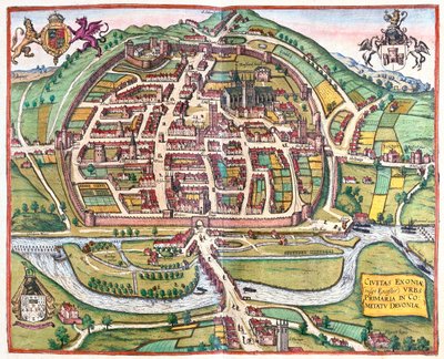 Exter, England - i "Civitates Orbis Terrarum" av Georg Braun, Köln 1617 av Georg Braun