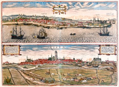 Helsingor (Helsimor - Hamlet), Danmark - i "Civitates Orbis Terrarum" av Georg Braun, Köln 1617 av Georg Braun