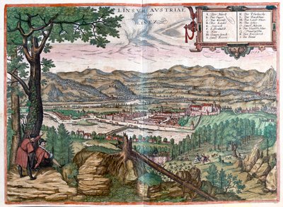 Lintz, Österrike - i "Civitates Orbis Terrarum" av Georg Braun, Köln 1617 av Georg Braun