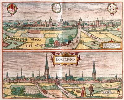 Lippe - Dortmud, Tyskland - i "Civitates Orbis Terrarum" av Georg Braun, Köln 1617 av Georg Braun