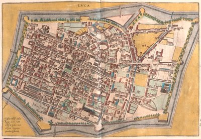 Lucca, Italien - i "Civitates Orbis Terrarum" av Georg Braun, Köln 1617 av Georg Braun