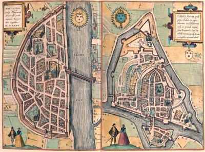 Macon - Chalons sur Saone, Frankrike - i "Civitates Orbis Terrarum" av Georg Braun, Köln 1617 av Georg Braun