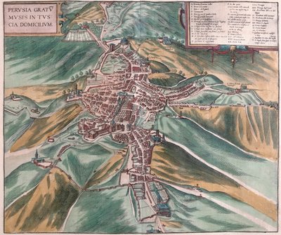 Perugia, Italien - i "Civitates Orbis Terrarum" av Georg Braun, Köln 1617 av Georg Braun