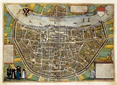 Karta över staden Burgos i Spanien av Georg Braun