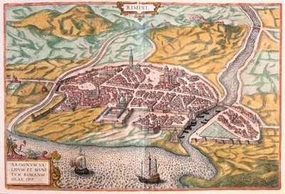 Rimini, Italien - i "Civitates Orbis Terrarum" av Georg Braun, Köln 1617 av Georg Braun