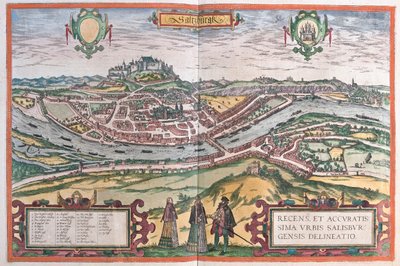 Salzburg, Tyskland - i "Civitates Orbis Terrarum" av Georg Braun, Köln 1617 av Georg Braun