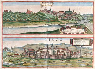 Sandomierz - Biecz, Polen - i "Civitates Orbis Terrarum" av Georg Braun, Köln 1617 av Georg Braun