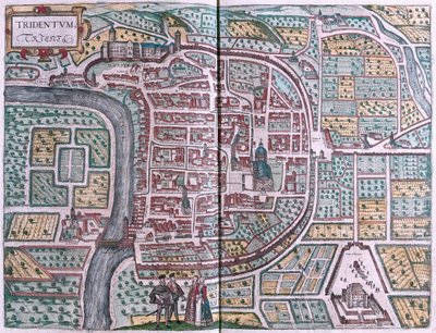 Trento, Italien - i "Civitates Orbis Terrarum" av Georg Braun, Köln 1617 av Georg Braun