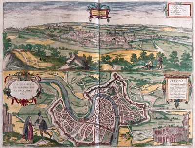 Verona, Italien - i "Civitates Orbis Terrarum" av6 Georg Braun, Köln 1617 av Georg Braun