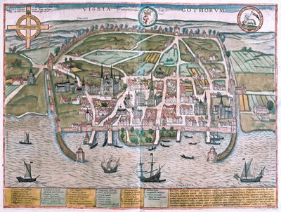 Visby, Gotland, Sverige - i "Civitates Orbis Terrarum" av Georg Braun, Köln 1617 av Georg Braun
