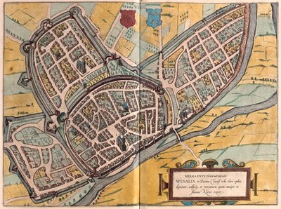 Wesel,i Nordrhein Westphalia, Tyskland - i "Civitates Orbis Terrarum" av Georg Braun, Köln 1617 av Georg Braun