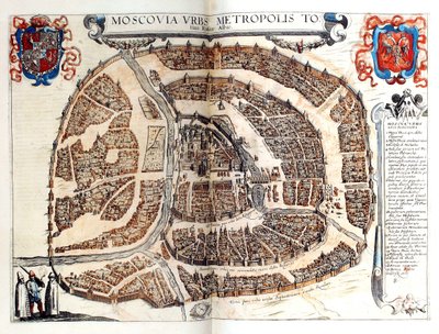 Karta över Moskva, 1572 av Georg Braun und Franz Hogenberg