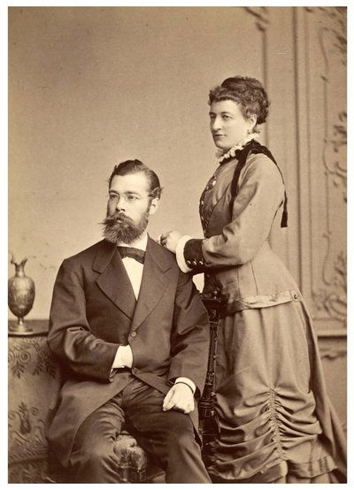 Porträtt av Hermann von Ihering med sin första hustru Anna Maria Clara Belzer Wolf. av Georg Brokesch