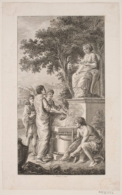 Illustration med offerscene av Georg Christian Schule