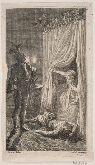 Illustration med sovrumsscen av Georg Christian Schule
