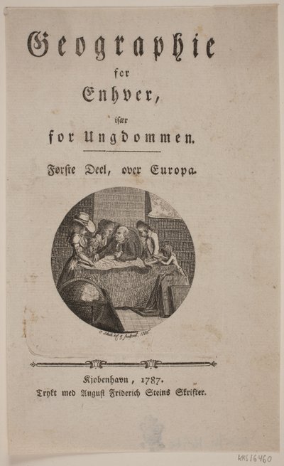 Titelsida med vinjett för "Geografi för alla" av Georg Christian Schule