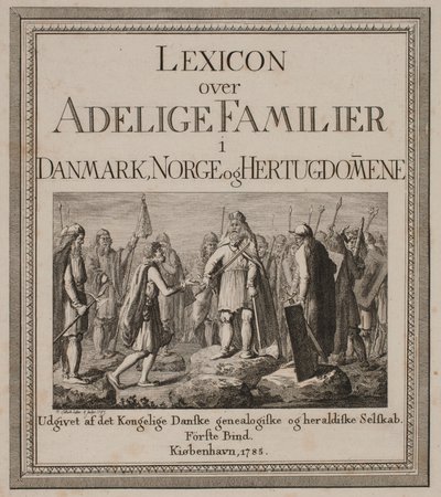 Titelsida för "Lexikon över adelsfamiljer i Danmark, Norge och hertigdömena" av Georg Christian Schule