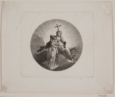 Vinjett med Faith och Minerva av Georg Christian Schule