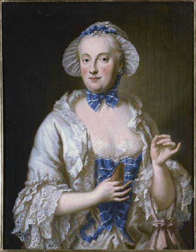 Franska: Marie-Anne-Sophie de Saxe, princesse électrice de Bavière (1728-1797) Porträtt av Maria Anna Sophia av Sachsen, kurfurstinna av Bayern (1728-1797) av Georg Desmarees