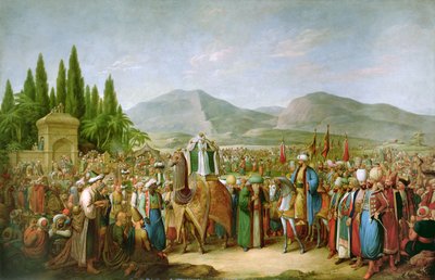 Emir Bechir Shihab II, härskare över Libanon, hyllar Ibrahim Pasha, inför St Jean dAcre 1831 av Georg Emanuel Opitz