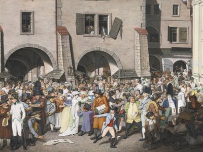 Livlig marknadsplats, Prag, 1804 av Georg Emanuel Opiz