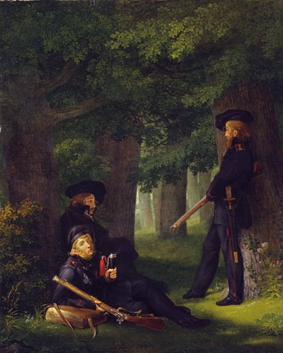Tyska: Theodor Körner, Friedrich Friesen och Heinrich Hartmann på utposttjänst av Georg Friedrich Kersting