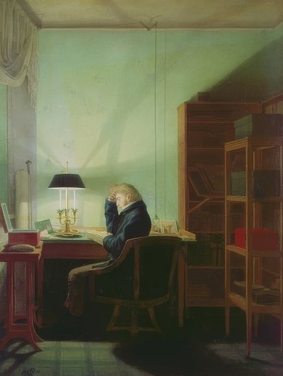 Läser med lampljus. 1814 av Georg Friedrich Kersting