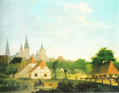 Vy över Rostock från väster av Georg Friedrich Kersting