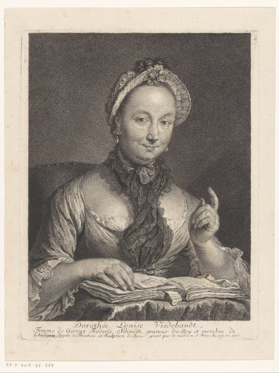 Porträtt av Dorothée Louise Viedebandt, hustru till konstnären Georg Friedrich Schmidt Dorothée Louise Viedebandt, Femme av George Frederic Schmidt (titel på objekt) av Georg Friedrich Schmidt