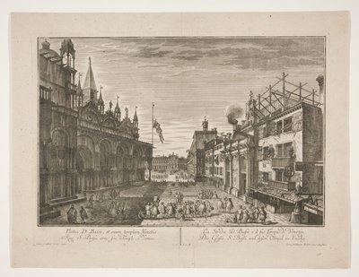 Gatan Saint Bassi och dess tempel i Venedig av Georg Gottfried Winckler