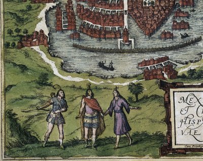 BRAUN, George (1541-1622). ORTELIUS, Abraham (1527-1598). HOGENBERG, Franz (1535-1590). Civitatis Orbis Terrarum (Theatrum orbis terrarum). 1572-1617. Mexico City (1576). Detalj med Azteker. Etsning. SPANIEN. KASTILIEN OCH LEON. Salamanca. Salamancas unive av Georg Hogenberg Franz (1535 90) & Ortelius Abraham (1527 98) Braun