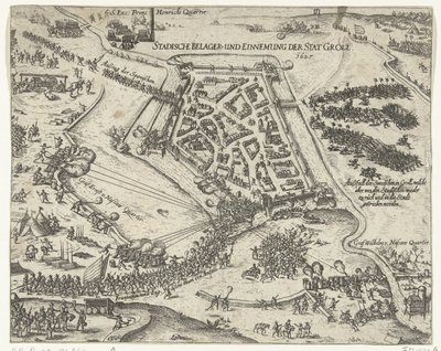 Siege of Grol av Frederik Hendrik, 1627 Stadische belager- und einnemung der stat Groll. 1627 (titel på objekt) av Georg Keller