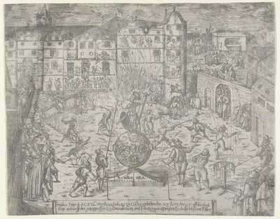 Fyrverkerier den 23 juni 1595 för markgreven av Brandenburg och Du..., 1595 till Küstrin. av Georg Keller