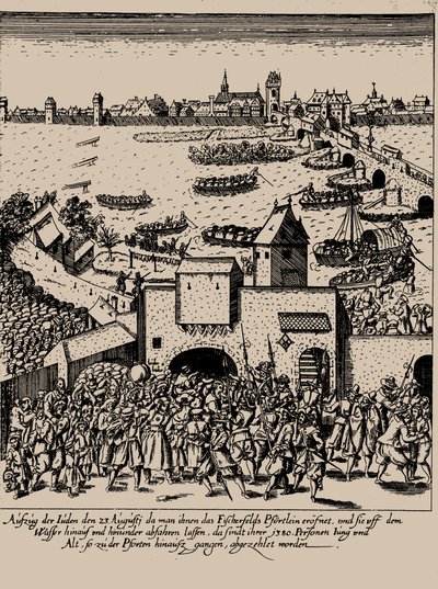 Fettmilch-uppgången. Utvisning av judarna från Frankfurt den 23 augusti 1614, ca. 1616-1617. av Georg Keller
