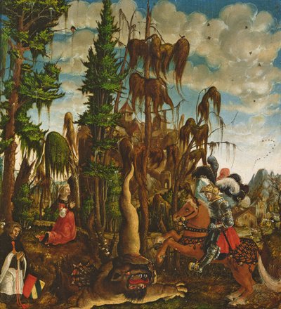 St. George räddar prinsessan från draken, 1520 av Georg Lemberger
