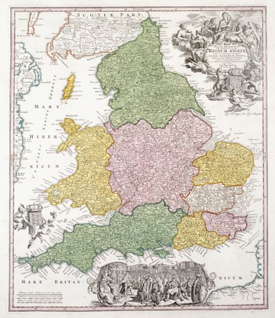 En karta över England, 1760 av Georg Matthäus Seutter