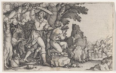 Abrahams offer, från Berättelsen om Abraham. av Georg Pencz