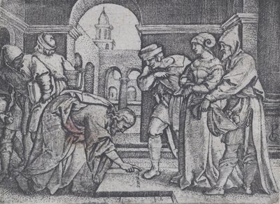 Kristus och den äktenskapliga kvinnan. av Georg Pencz